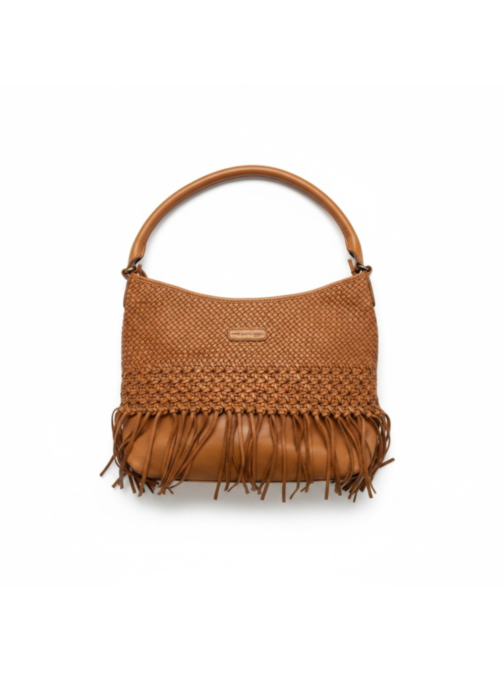 Marta Ponti Woven Leather Fringe Hobo bag.